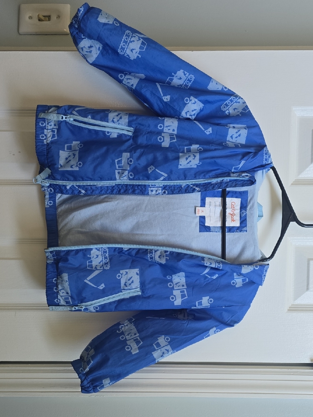 Carter's Bright Blue Vehicle-Print Rain Jacket
